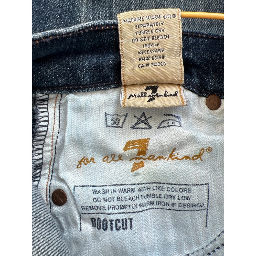 7 For All Mankind Jeans Womens 28‎ Bootcut USA Made Distressed Y2K Denim VTG - Picture 9 of 9